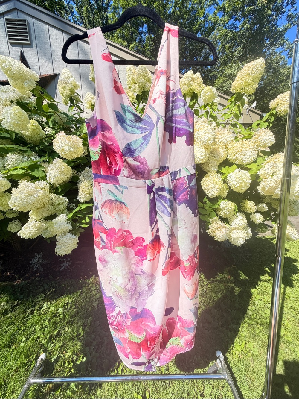 Cooper St muti colored pink patterned pencil dress..